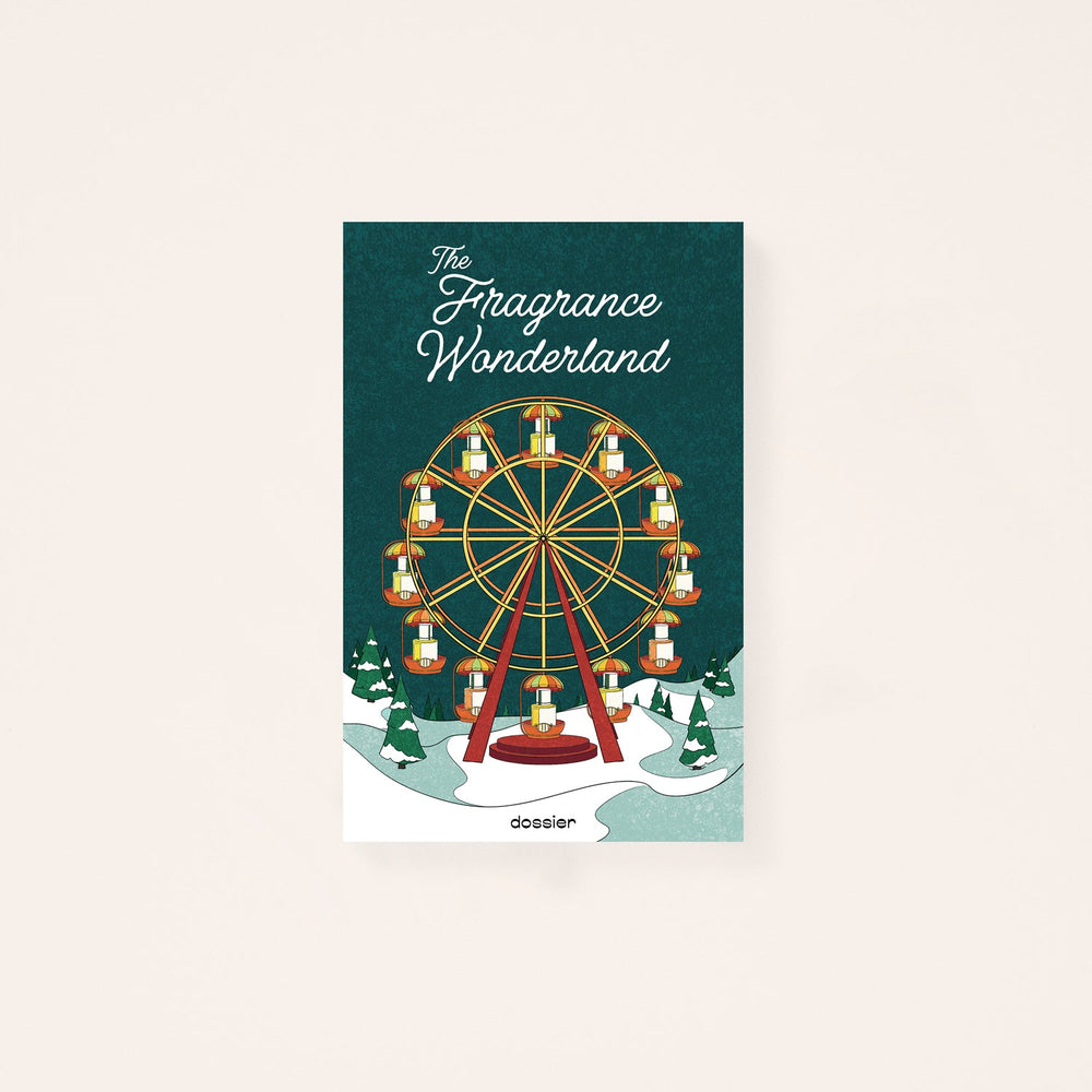 Advent calendar fragrances with ferris wheel design and with 'The Fragrance Wonderland' text on a green background